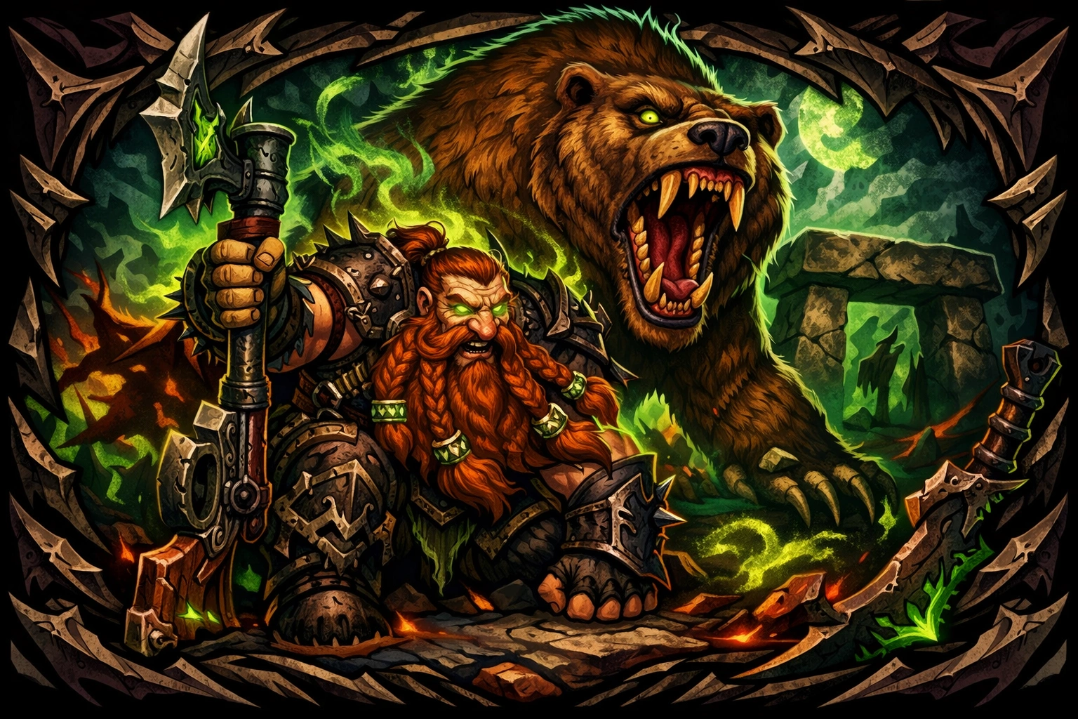 Dwarf warrior and bear companion
